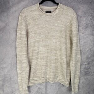 Abercrombie & Fitch womens sz XL Crew Neck Textured Knit Sweater Beige fisherman